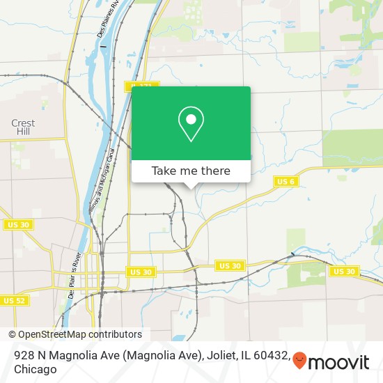 Mapa de 928 N Magnolia Ave (Magnolia Ave), Joliet, IL 60432