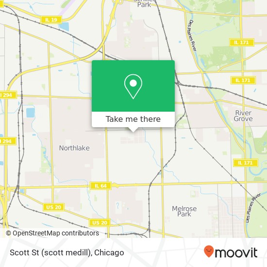 Mapa de Scott St (scott medill), Melrose Park, IL 60164
