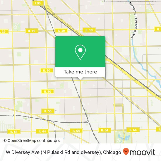 Mapa de W Diversey Ave (N Pulaski Rd and diversey), Chicago, IL 60641