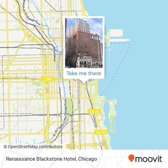 Mapa de Renaissance Blackstone Hotel, 636 S Michigan Ave