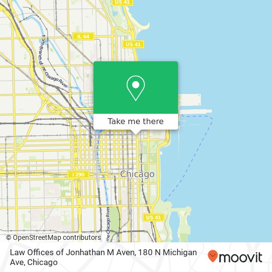 Mapa de Law Offices of Jonhathan M Aven, 180 N Michigan Ave