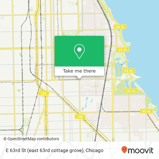 Mapa de E 63rd St (east 63rd cottage grove), Chicago, IL 60637