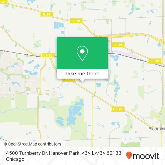 Mapa de 4500 Turnberry Dr, Hanover Park, <B>IL< / B> 60133