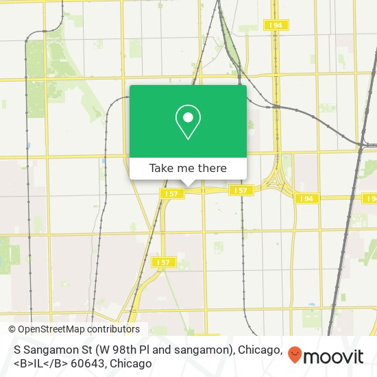 S Sangamon St (W 98th Pl and sangamon), Chicago, <B>IL< / B> 60643 map