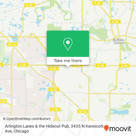 Mapa de Arlington Lanes & the Hideout Pub, 3435 N Kennicott Ave