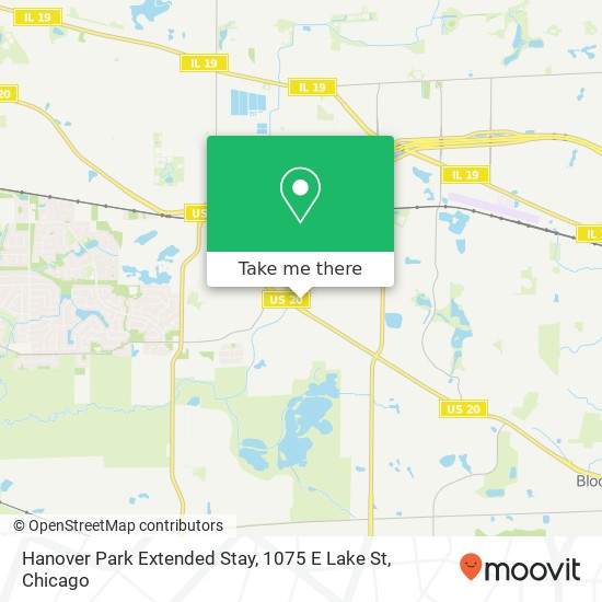 Mapa de Hanover Park Extended Stay, 1075 E Lake St