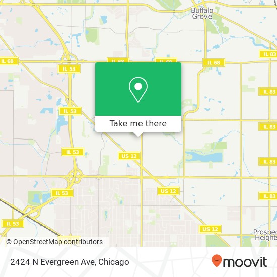 Mapa de 2424 N Evergreen Ave, Arlington Heights, IL 60004