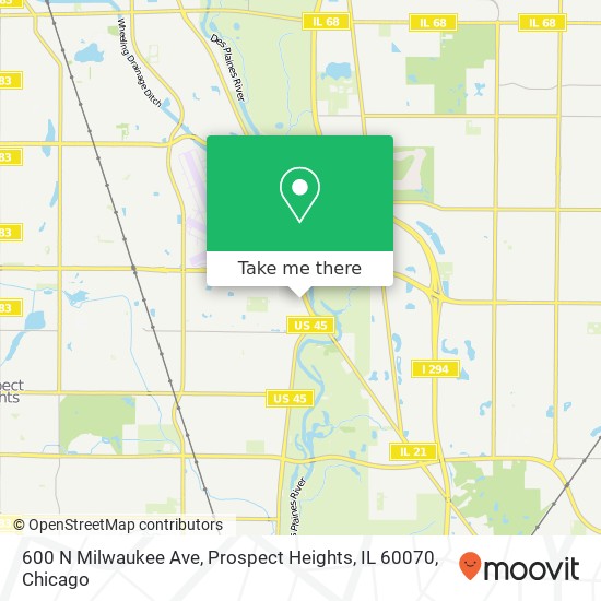 Mapa de 600 N Milwaukee Ave, Prospect Heights, IL 60070