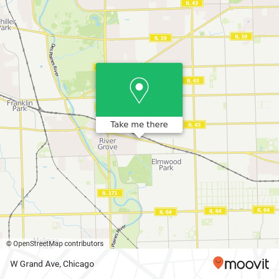 Mapa de W Grand Ave, Elmwood Park, <B>IL< / B> 60707