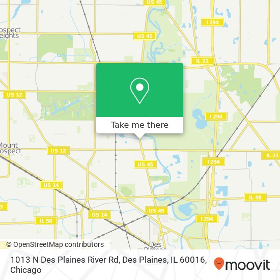 Mapa de 1013 N Des Plaines River Rd, Des Plaines, IL 60016