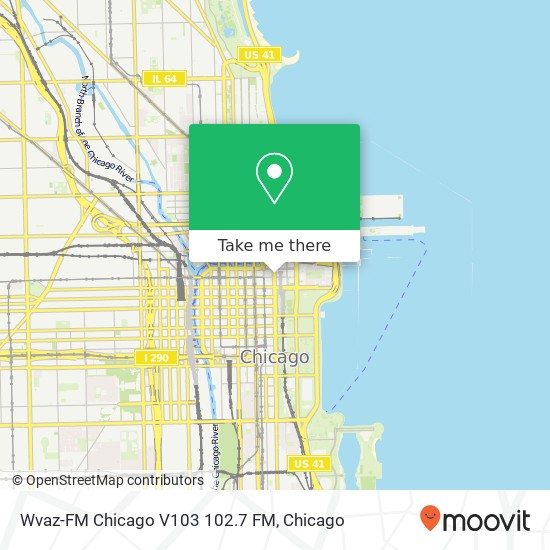 Wvaz-FM Chicago V103 102.7 FM map