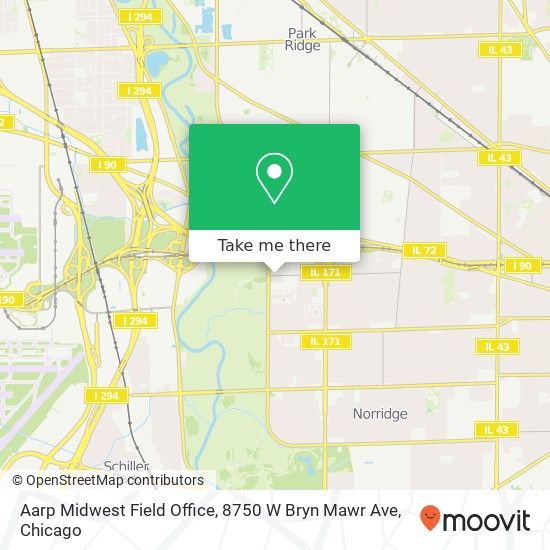 Mapa de Aarp Midwest Field Office, 8750 W Bryn Mawr Ave