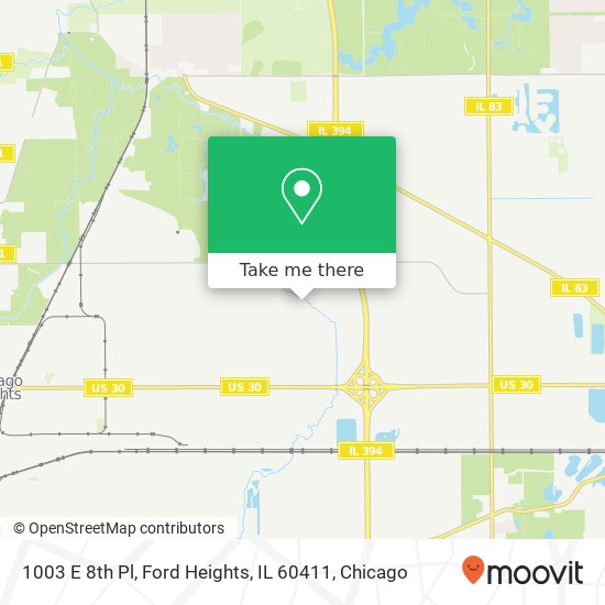 Mapa de 1003 E 8th Pl, Ford Heights, IL 60411