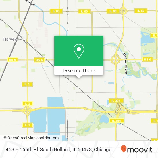 Mapa de 453 E 166th Pl, South Holland, IL 60473