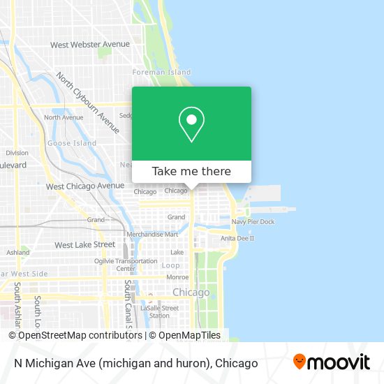 Mapa de N Michigan Ave (michigan and huron)