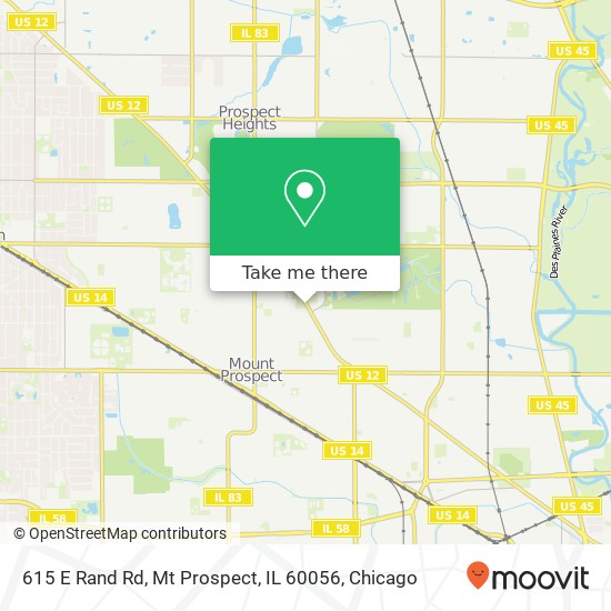 Mapa de 615 E Rand Rd, Mt Prospect, IL 60056