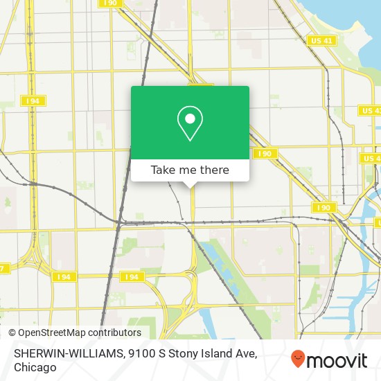 Mapa de SHERWIN-WILLIAMS, 9100 S Stony Island Ave