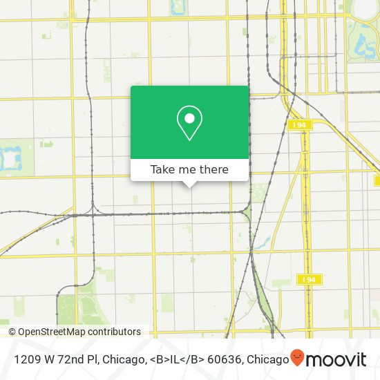 Mapa de 1209 W 72nd Pl, Chicago, <B>IL< / B> 60636