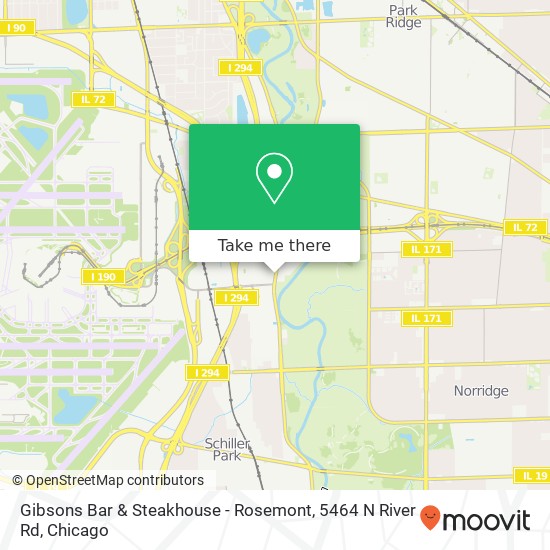 Mapa de Gibsons Bar & Steakhouse - Rosemont, 5464 N River Rd