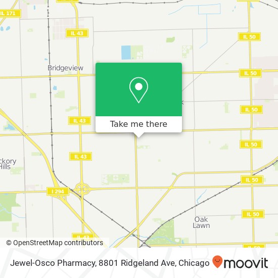 Mapa de Jewel-Osco Pharmacy, 8801 Ridgeland Ave