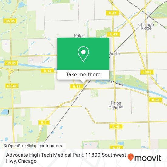 Mapa de Advocate High Tech Medical Park, 11800 Southwest Hwy