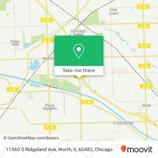 Mapa de 11560 S Ridgeland Ave, Worth, IL 60482