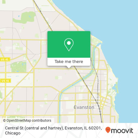 Mapa de Central St (central and hartrey), Evanston, IL 60201