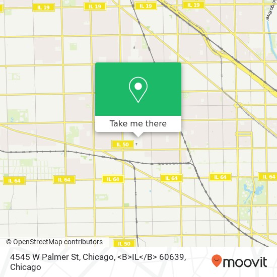 4545 W Palmer St, Chicago, <B>IL< / B> 60639 map