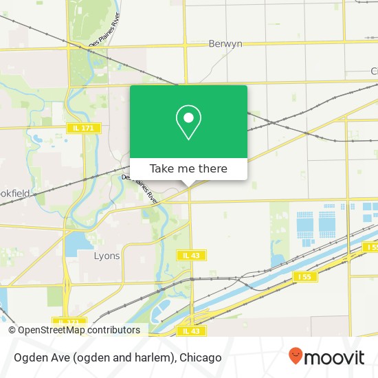 Mapa de Ogden Ave (ogden and harlem), Riverside, IL 60546