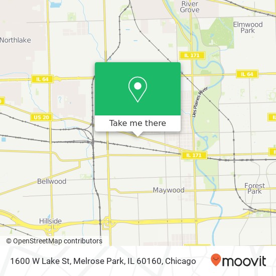 Mapa de 1600 W Lake St, Melrose Park, IL 60160