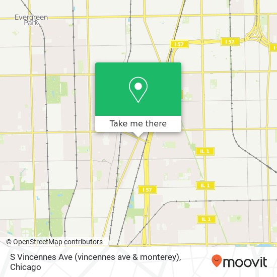 Mapa de S Vincennes Ave (vincennes ave & monterey), Chicago, IL 60643