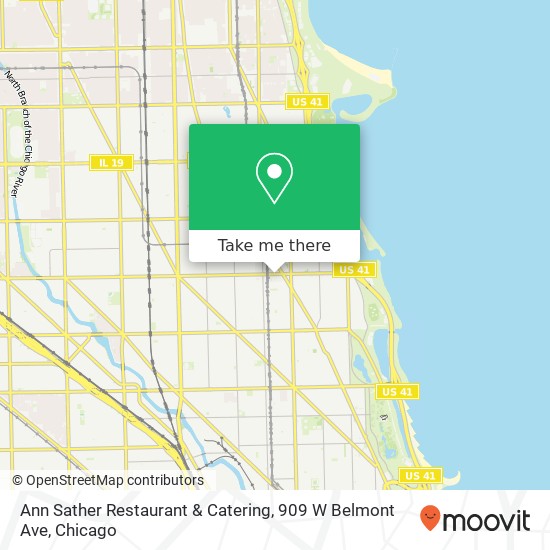 Mapa de Ann Sather Restaurant & Catering, 909 W Belmont Ave
