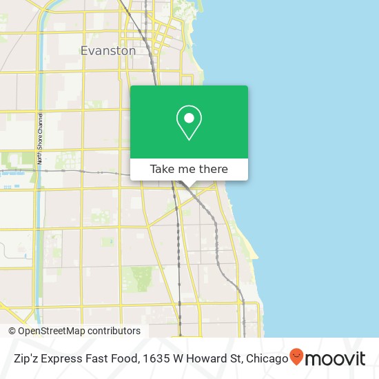 Mapa de Zip'z Express Fast Food, 1635 W Howard St