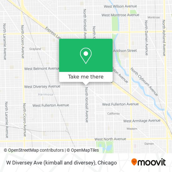 W Diversey Ave (kimball and diversey) map