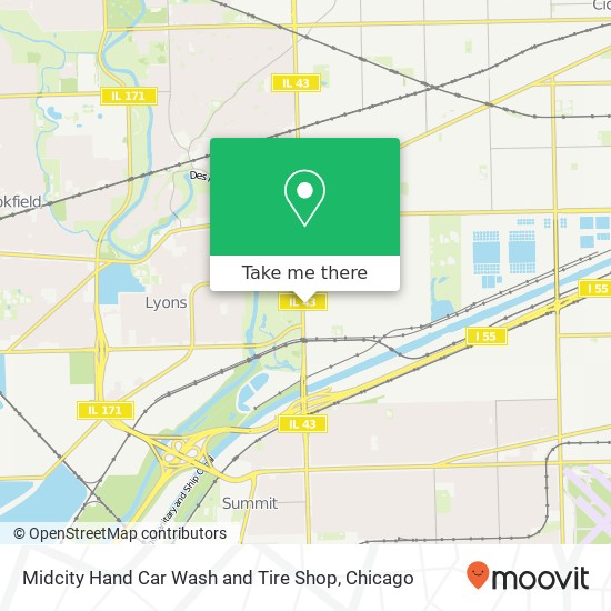 Mapa de Midcity Hand Car Wash and Tire Shop, 4433 Harlem Ave