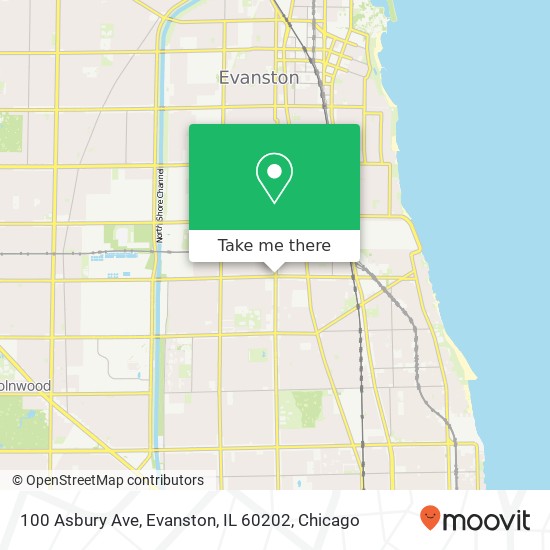 Mapa de 100 Asbury Ave, Evanston, IL 60202