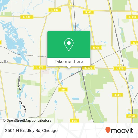 Mapa de 2501 N Bradley Rd, Lake Forest (LINCOLNSHIRE WOODS), IL 60045