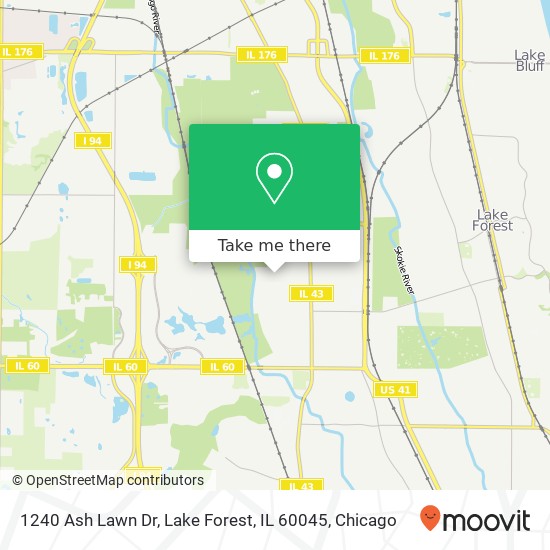 Mapa de 1240 Ash Lawn Dr, Lake Forest, IL 60045