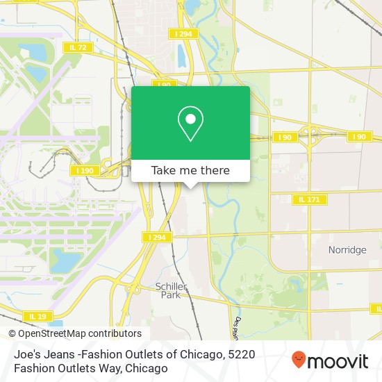 Joe's Jeans -Fashion Outlets of Chicago, 5220 Fashion Outlets Way map