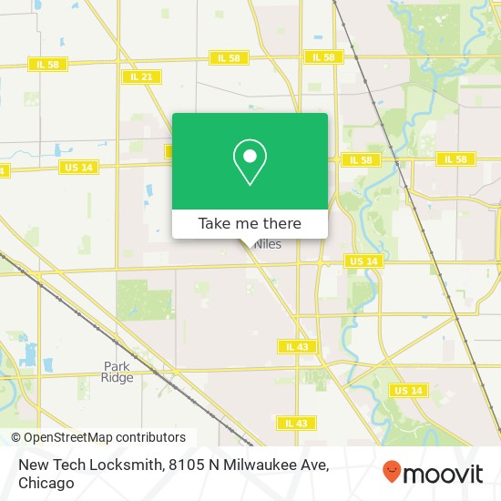 Mapa de New Tech Locksmith, 8105 N Milwaukee Ave