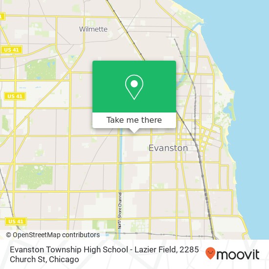 Mapa de Evanston Township High School - Lazier Field, 2285 Church St