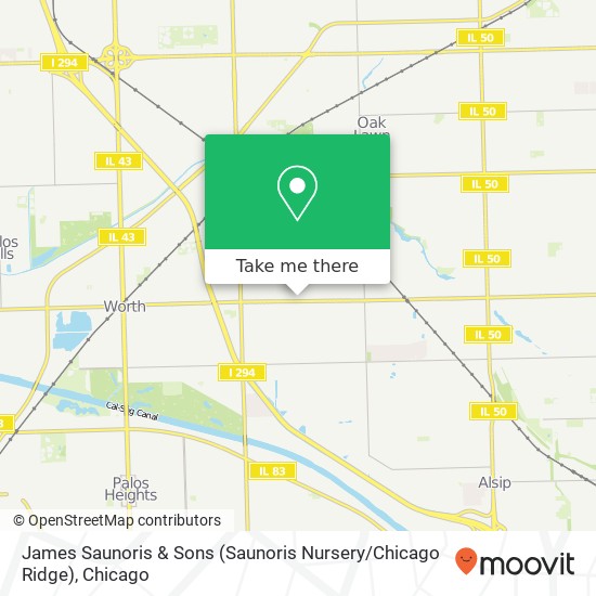 Mapa de James Saunoris & Sons (Saunoris Nursery / Chicago Ridge)