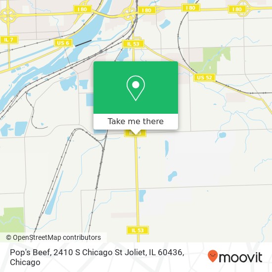 Mapa de Pop's Beef, 2410 S Chicago St Joliet, IL 60436