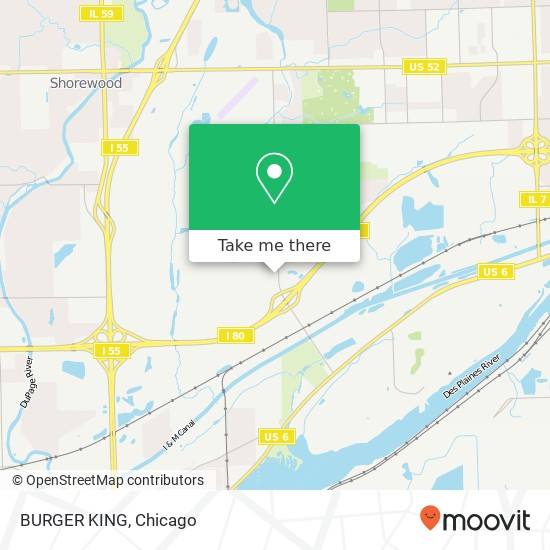 Mapa de BURGER KING, 3625 Rock Creek Blvd Joliet, IL 60431