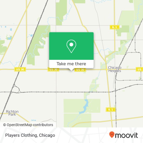 Mapa de Players Clothing, 511 W 14th Pl Chicago Heights, IL 60411