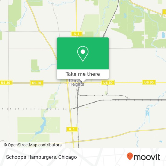 Mapa de Schoops Hamburgers, 136 E Lincoln Hwy Chicago Heights, IL 60411