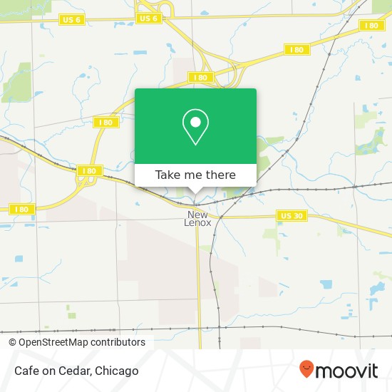 Mapa de Cafe on Cedar, 398 N Cedar Rd New Lenox, IL 60451