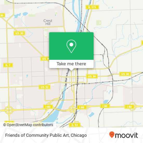 Mapa de Friends of Community Public Art, 310 N Ottawa St Joliet, IL 60432