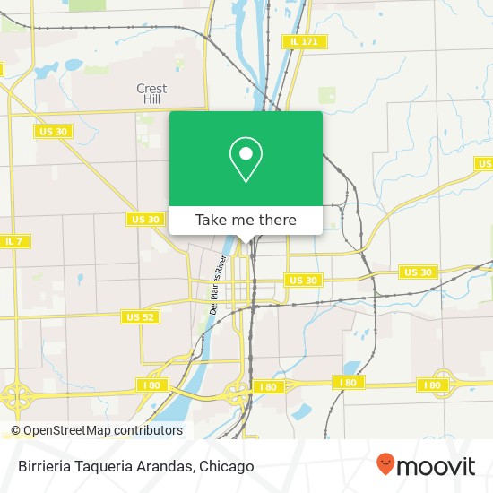 Mapa de Birrieria Taqueria Arandas, 457 N Scott St Joliet, IL 60432
