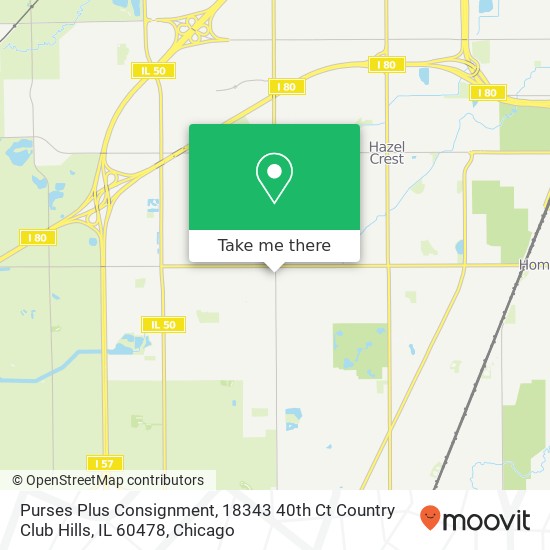 Mapa de Purses Plus Consignment, 18343 40th Ct Country Club Hills, IL 60478